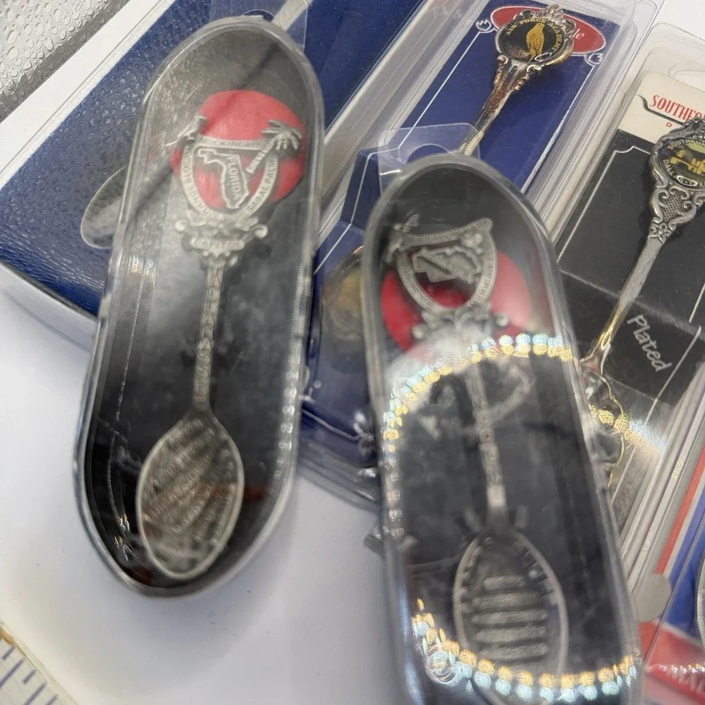 Mixed Brand Souvenir Spoon Lot 9 OS Silver Silverplate Vintage Travel NIB